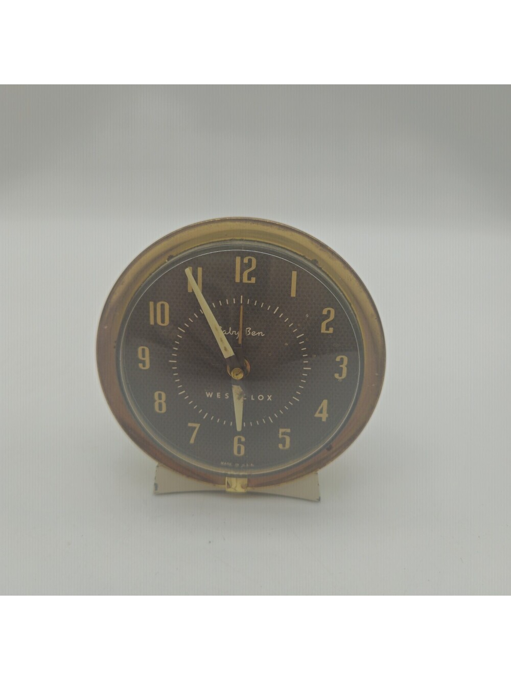 Vintage Westclox Baby Ben Alarm Clock White W/Black Dial Luminous Hands WORKS